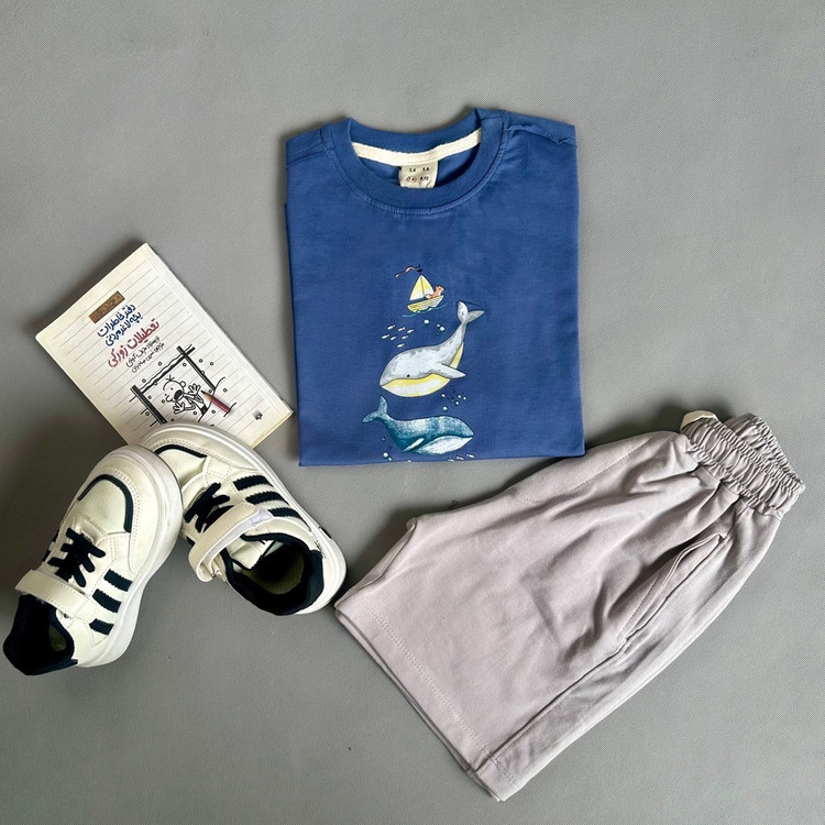 تیشرت شورتک بچگانه طرح وال - نمای دوم